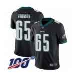 Youth Philadelphia Eagles #65 Lane Johnson Black Alternate Vapor Untouchable Limited Player 100th Season Football Jersey