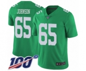 Youth Philadelphia Eagles #65 Lane Johnson Limited Green Rush Vapor Untouchable 100th Season Football Jersey