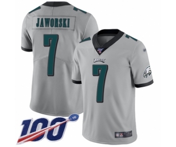 Youth Philadelphia Eagles #7 Ron Jaworski Limited Silver Inverted Legend 100th Season Football Jersey