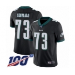 Youth Philadelphia Eagles #73 Isaac Seumalo Black Alternate Vapor Untouchable Limited Player 100th Season Football Jersey