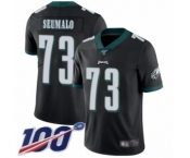 Youth Philadelphia Eagles #73 Isaac Seumalo Black Alternate Vapor Untouchable Limited Player 100th Season Football Jersey