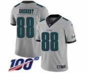 Youth Philadelphia Eagles #88 Dallas Goedert Limited Silver Inverted Legend 100th Season Football Jersey