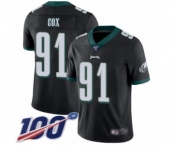 Youth Philadelphia Eagles #91 Fletcher Cox Black Alternate Vapor Untouchable Limited Player 100th Season Football Jersey