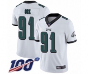 Youth Philadelphia Eagles #91 Fletcher Cox White Vapor Untouchable Limited Player 100th Season Football Jersey