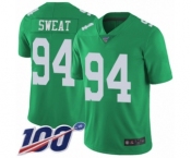 Youth Philadelphia Eagles #94 Josh Sweat Limited Green Rush Vapor Untouchable 100th Season Football Jersey