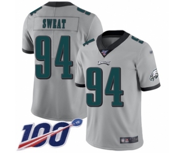 Youth Philadelphia Eagles #94 Josh Sweat Limited Silver Inverted Legend 100th Season Football Jersey