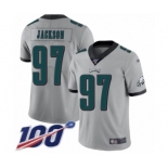 Youth Philadelphia Eagles #97 Malik Jackson Limited Silver Inverted Legend 100th Season Football Jersey