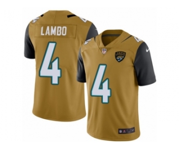 Men Nike Jacksonville Jaguars #4 Josh Lambo Elite Gold Rush Vapor Untouchable NFL Jersey