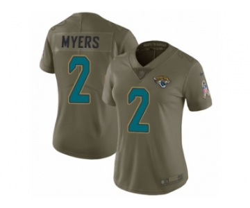 Women Nike Jacksonville Jaguars #2 Jason Myers Limited Olive 2017 Salute to Service NFL Jersey