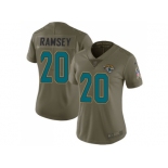 Women Nike Jacksonville Jaguars #20 Jalen Ramsey Olive Stitched NFL Limited 2017 Salute to Service Jersey