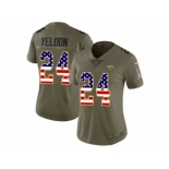 Women Nike Jacksonville Jaguars #24 T.J. Yeldon Limited Olive USA Flag 2017 Salute to Service NFL Jersey