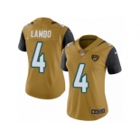 Women Nike Jacksonville Jaguars #4 Josh Lambo Limited Gold Rush Vapor Untouchable NFL Jersey