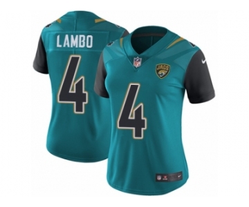 Women Nike Jacksonville Jaguars #4 Josh Lambo Teal Green Team Color Vapor Untouchable Limited Player NFL Jersey