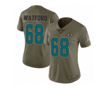 Women Nike Jacksonville Jaguars #68 Earl Watford Limited Olive 2017 Salute to Service NFL Jersey