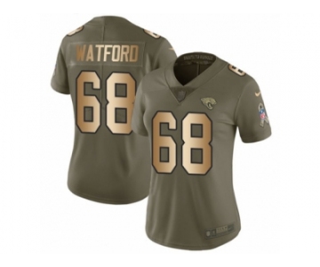 Women Nike Jacksonville Jaguars #68 Earl Watford Limited Olive Gold 2017 Salute to Service NFL Jersey