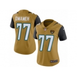 Women Nike Jacksonville Jaguars #77 Patrick Omameh Limited Gold Rush Vapor Untouchable NFL Jersey