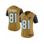 Women Nike Jacksonville Jaguars #81 Mychal Rivera Limited Gold Rush Vapor Untouchable NFL Jersey