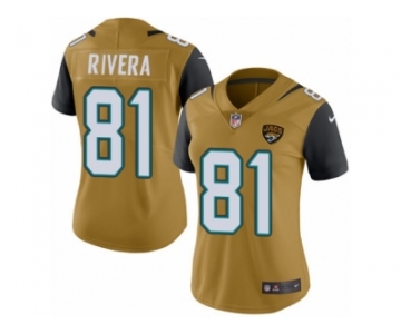 Women Nike Jacksonville Jaguars #81 Mychal Rivera Limited Gold Rush Vapor Untouchable NFL Jersey