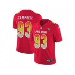 Women Nike Jacksonville Jaguars #93 Calais Campbell Red Stitched NFL Limited AFC 2018 Pro Bowl Jersey