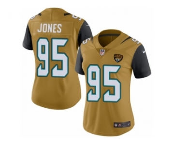 Women Nike Jacksonville Jaguars #95 Abry Jones Limited Gold Rush Vapor Untouchable NFL Jersey