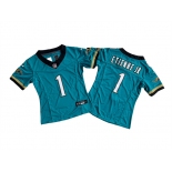 Women's Jacksonville Jaguars #1 Travis Etienne JR Teal 2024 F.U.S.E. Prowler Throwback Vapor Limited Football Stitched Jersey