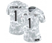 Women's Jacksonville Jaguars #1 Travis Etienne Jr. 2024 F.U.S.E Arctic Camo Salute To Service Limited Stitched Football Jersey