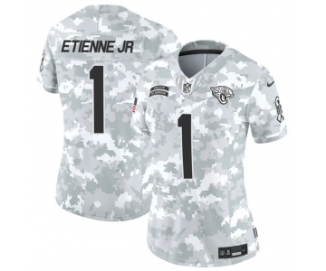 Women's Jacksonville Jaguars #1 Travis Etienne Jr. 2024 F.U.S.E Arctic Camo Salute To Service Limited Stitched Football Jersey