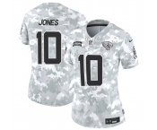 Women's Jacksonville Jaguars #10 Mac Jones 2024 F.U.S.E Arctic Camo Salute To Service Limited Stitched Football Jersey