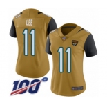 Women's Jacksonville Jaguars #11 Marqise Lee Limited Gold Rush Vapor Untouchable 100th Season Football Jersey