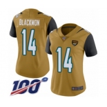 Women's Jacksonville Jaguars #14 Justin Blackmon Limited Gold Rush Vapor Untouchable 100th Season Football Jersey