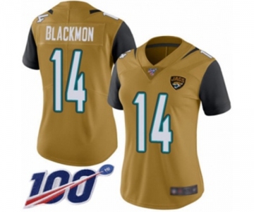 Women's Jacksonville Jaguars #14 Justin Blackmon Limited Gold Rush Vapor Untouchable 100th Season Football Jersey