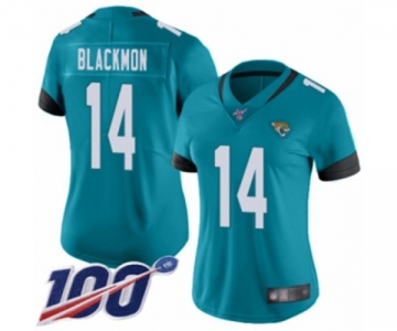 Women's Jacksonville Jaguars #14 Justin Blackmon Teal Green Alternate Vapor Untouchable Limited Player 100th Season Football Jersey