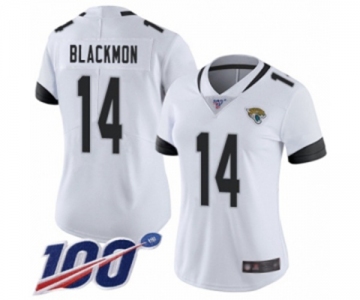 Women's Jacksonville Jaguars #14 Justin Blackmon White Vapor Untouchable Limited Player 100th Season Football Jersey