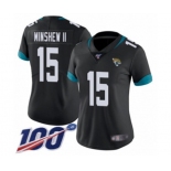 Women's Jacksonville Jaguars #15 Gardner Minshew II Black Team Color Vapor Untouchable Limited Player 100th Season Football Jersey