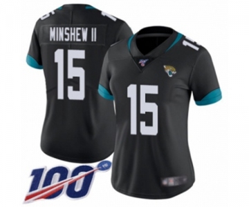 Women's Jacksonville Jaguars #15 Gardner Minshew II Black Team Color Vapor Untouchable Limited Player 100th Season Football Jersey