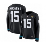 Women's Jacksonville Jaguars #15 Gardner Minshew II Limited Black Therma Long Sleeve Football Jersey