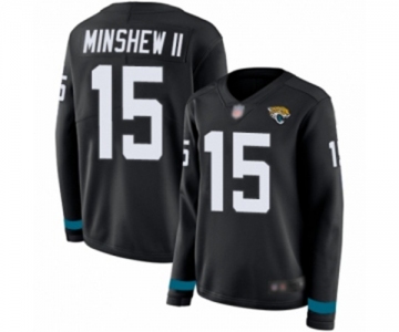 Women's Jacksonville Jaguars #15 Gardner Minshew II Limited Black Therma Long Sleeve Football Jersey