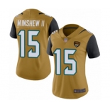 Women's Jacksonville Jaguars #15 Gardner Minshew II Limited Gold Rush Vapor Untouchable Football Jersey