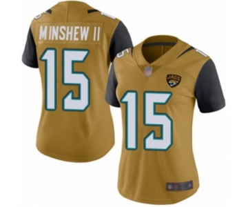 Women's Jacksonville Jaguars #15 Gardner Minshew II Limited Gold Rush Vapor Untouchable Football Jersey