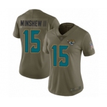 Women's Jacksonville Jaguars #15 Gardner Minshew II Limited Olive 2017 Salute to Service Football Jersey