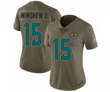 Women's Jacksonville Jaguars #15 Gardner Minshew II Limited Olive 2017 Salute to Service Football Jersey