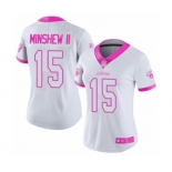 Women's Jacksonville Jaguars #15 Gardner Minshew II Limited White Pink Rush Fashion Football Jersey