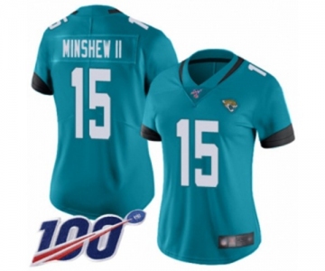 Women's Jacksonville Jaguars #15 Gardner Minshew II Teal Green Alternate Vapor Untouchable Limited Player 100th Season Football Jersey