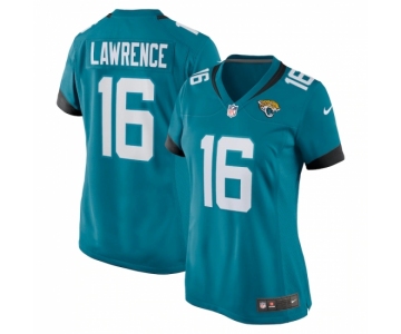 Women's Jacksonville Jaguars #16 Trevor Lawrence Blue Nike Teal 2021 NFL Draft First Round Pick  Jersey