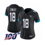 Women's Jacksonville Jaguars #18 Chris Conley Black Team Color Vapor Untouchable Limited Player 100th Season Football Jersey