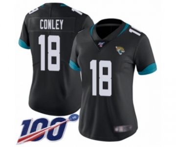 Women's Jacksonville Jaguars #18 Chris Conley Black Team Color Vapor Untouchable Limited Player 100th Season Football Jersey