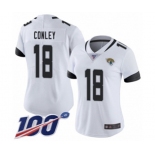 Women's Jacksonville Jaguars #18 Chris Conley White Vapor Untouchable Limited Player 100th Season Football Jersey