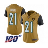 Women's Jacksonville Jaguars #21 A.J. Bouye Limited Gold Rush Vapor Untouchable 100th Season Football Jersey