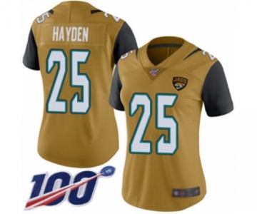 Women's Jacksonville Jaguars #25 D.J. Hayden Limited Gold Rush Vapor Untouchable 100th Season Football Jersey