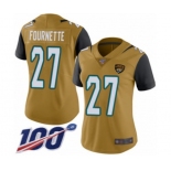 Women's Jacksonville Jaguars #27 Leonard Fournette Limited Gold Rush Vapor Untouchable 100th Season Football Jersey